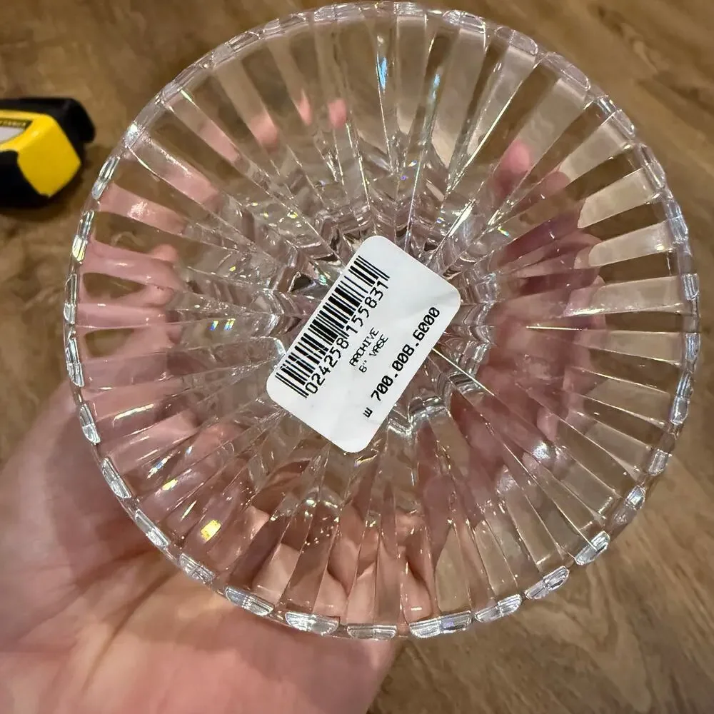 Waterford Irish Crystal Large Cut Crystal Vase Scalloped Edge Flare 8.5” Archive